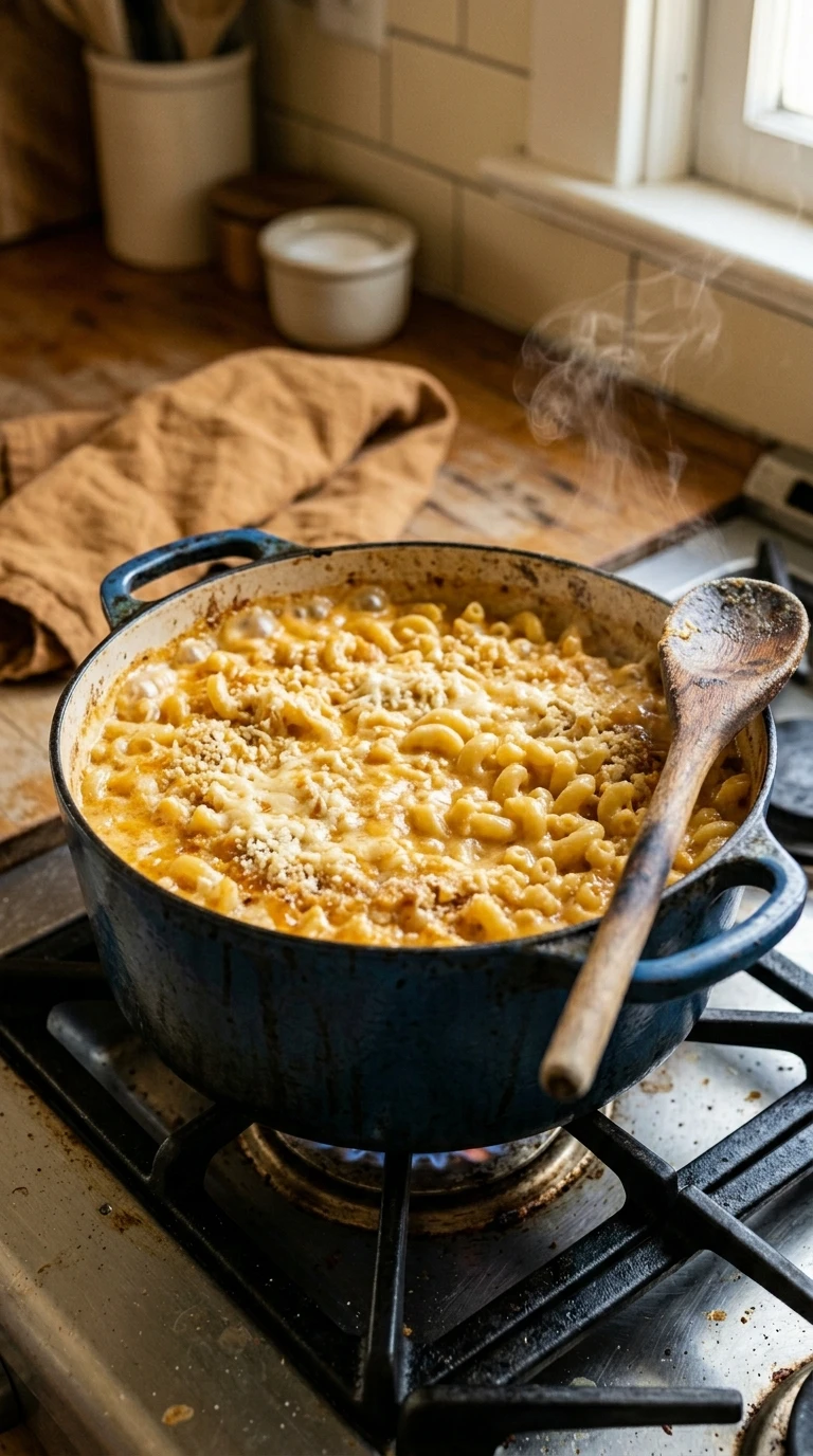 Cooking instructions for cozy summer mac and cheese baked
