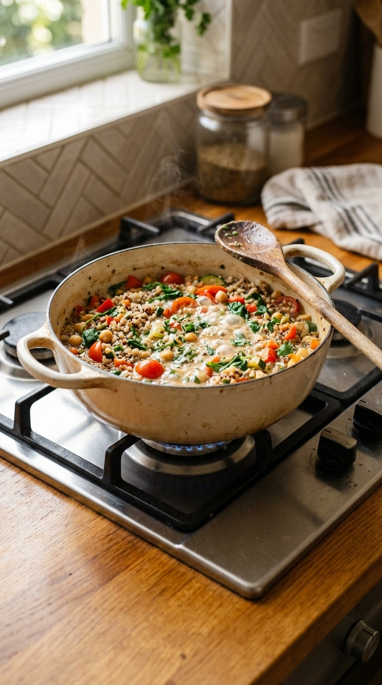 Cooking instructions for cozy summer grain bowl dinner