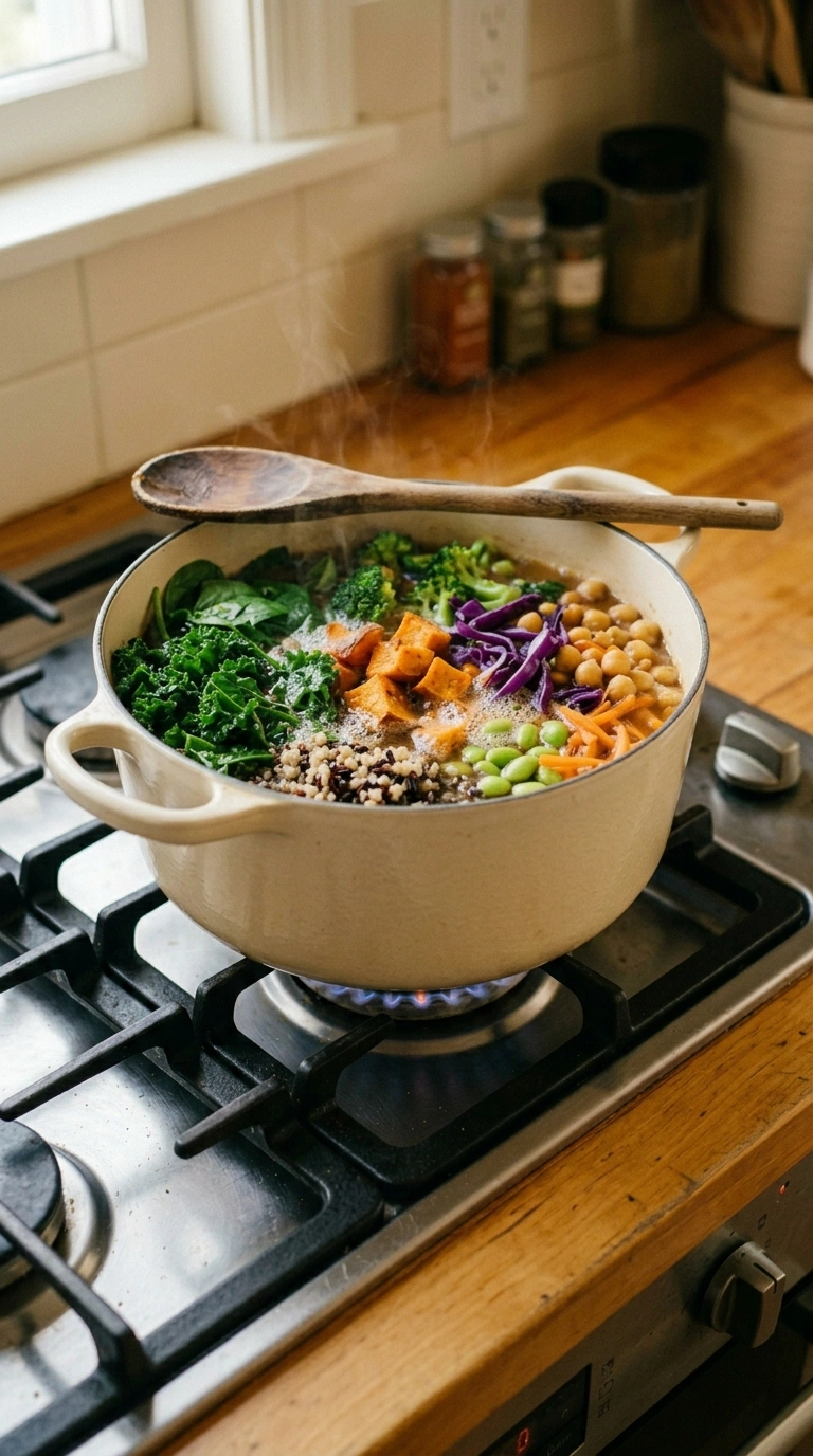 Cooking instructions for cozy summer Buddha bowl dinner