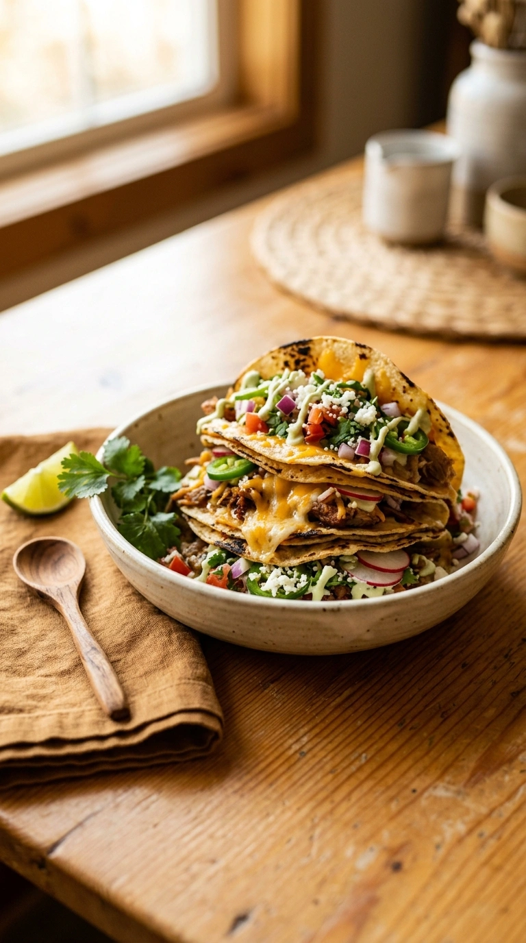 cozy summer black bean tacos ready to serve