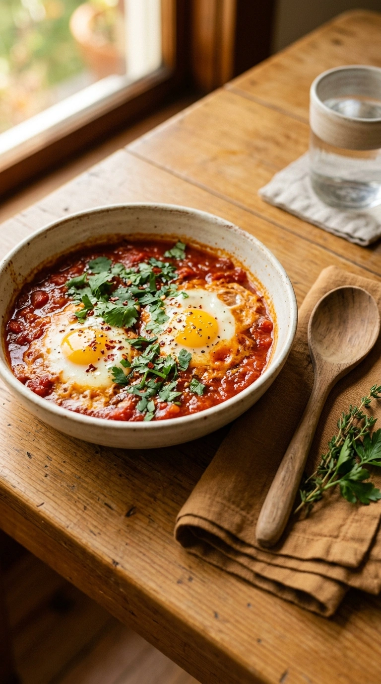 cozy summer shakshuka dinner ready to serve