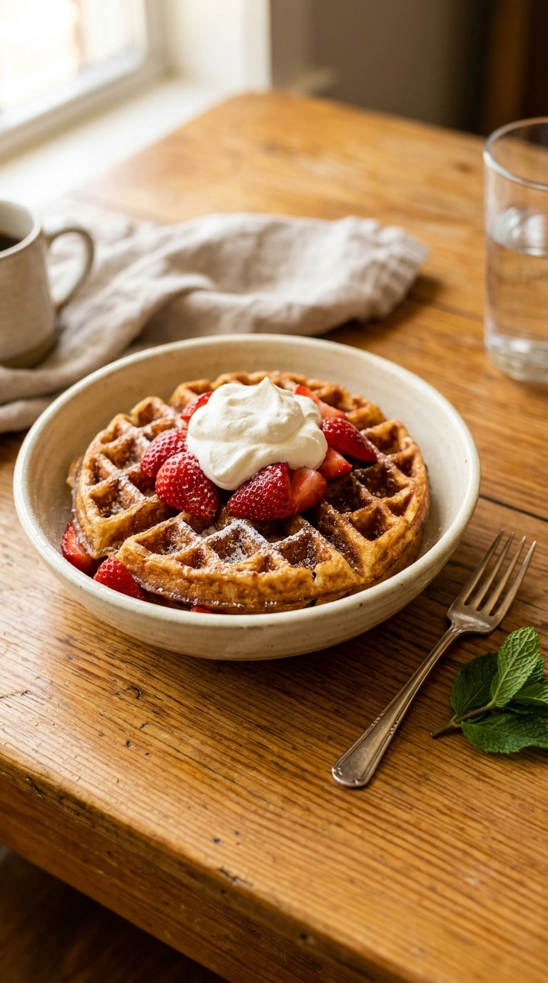 Cozy Summer Strawberry Waffles - A Heartwarming Sweet Summer Breakfast
