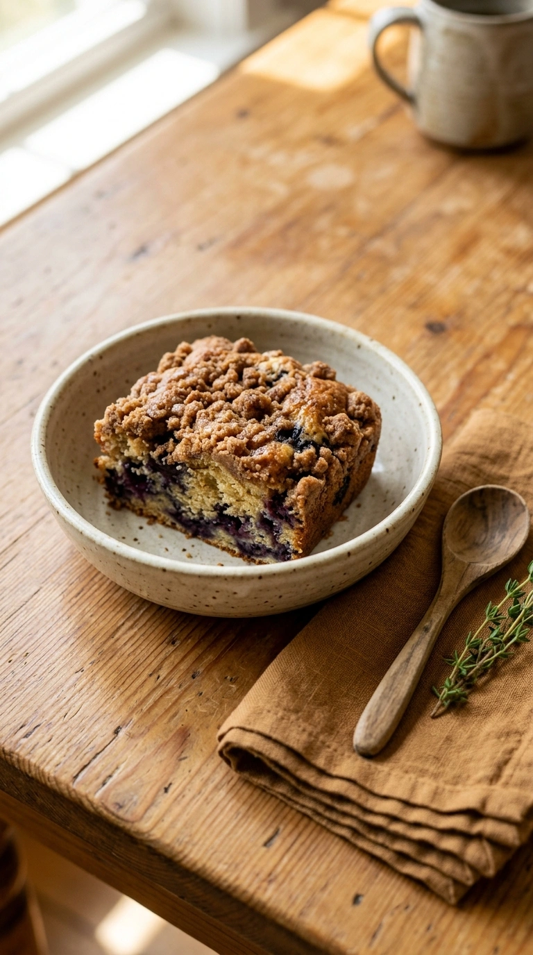 cozy blueberry coffee cake summer ready to serve
