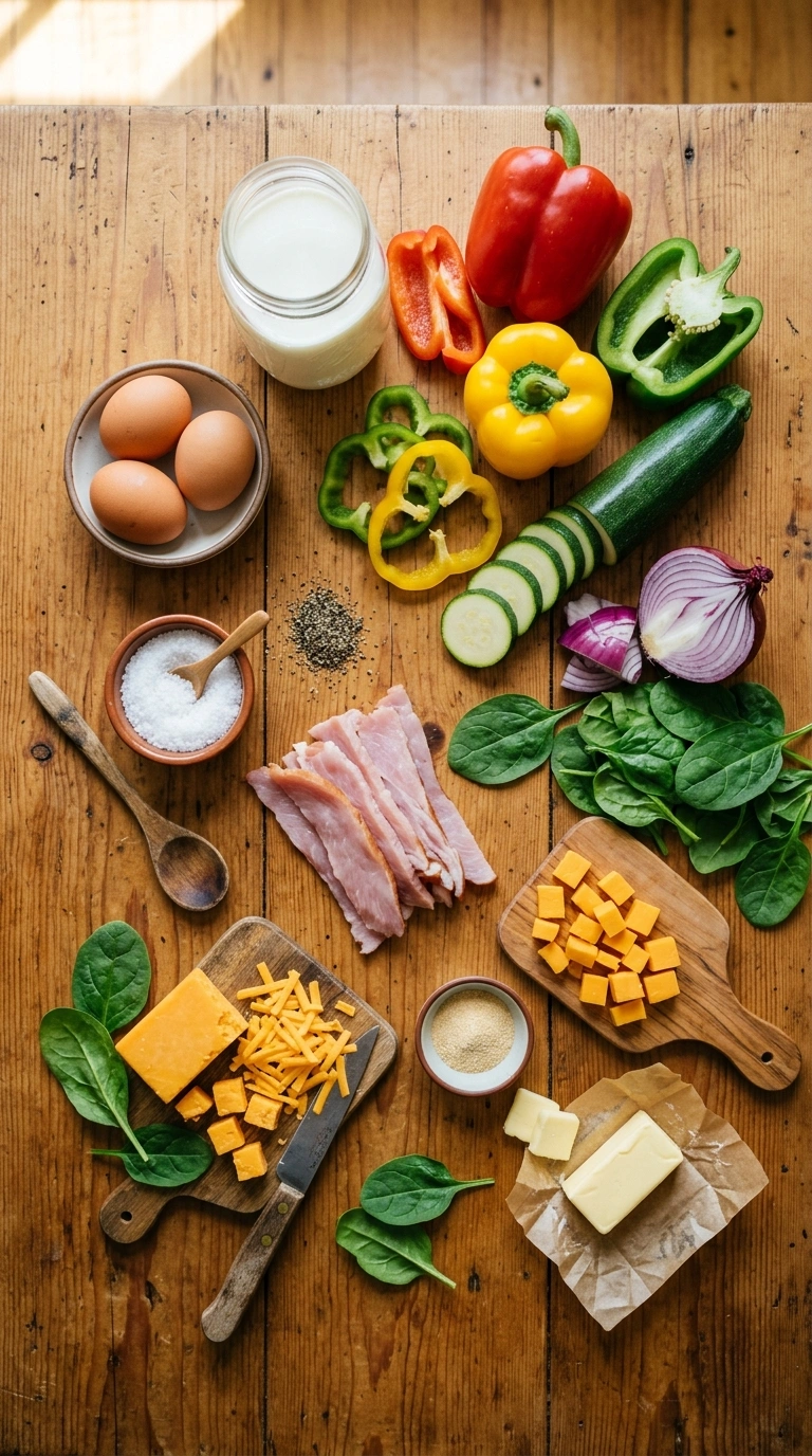 Ingredients for cozy summer egg muffins