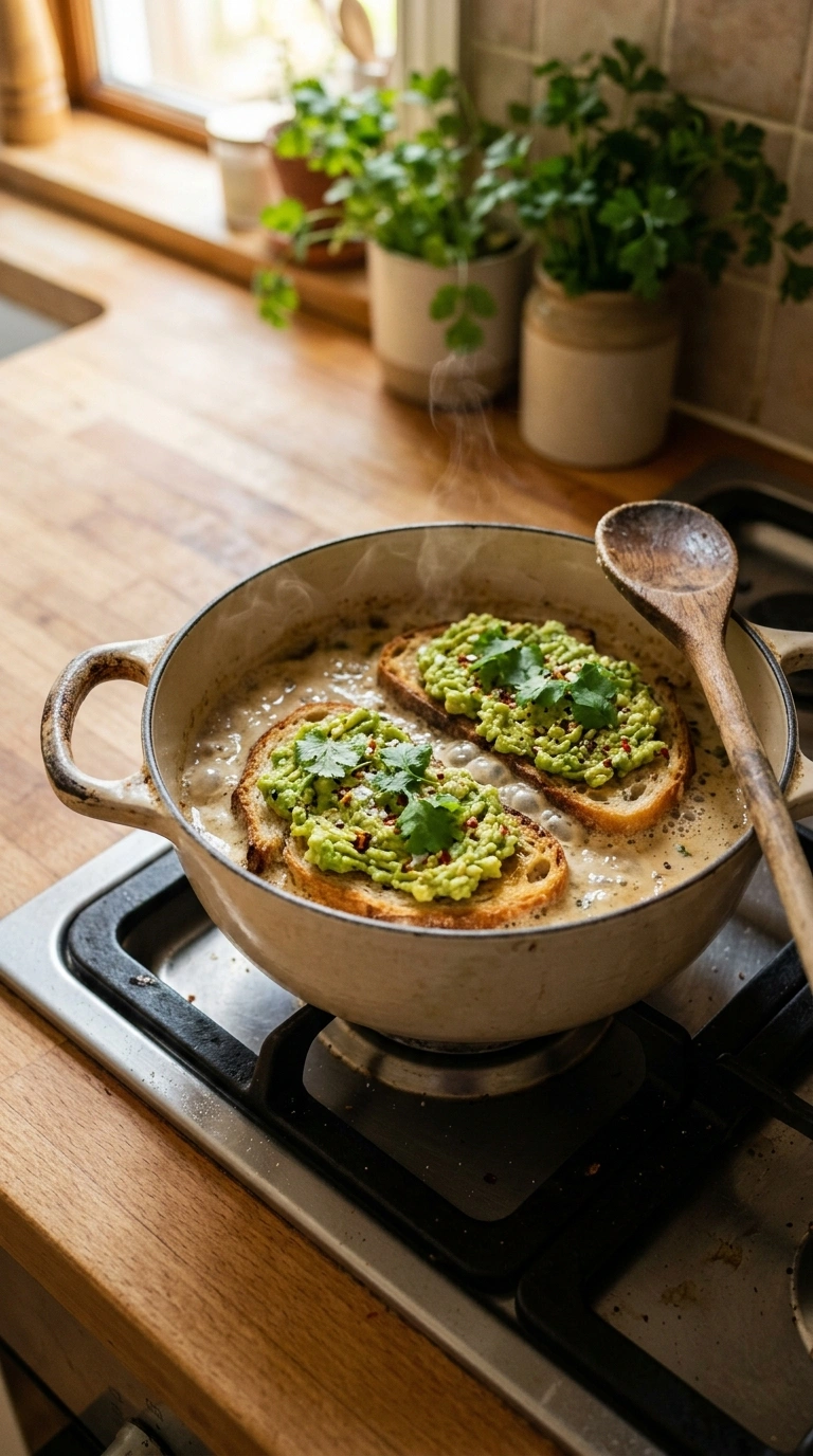 Cooking instructions for cozy summer avocado toast breakfast