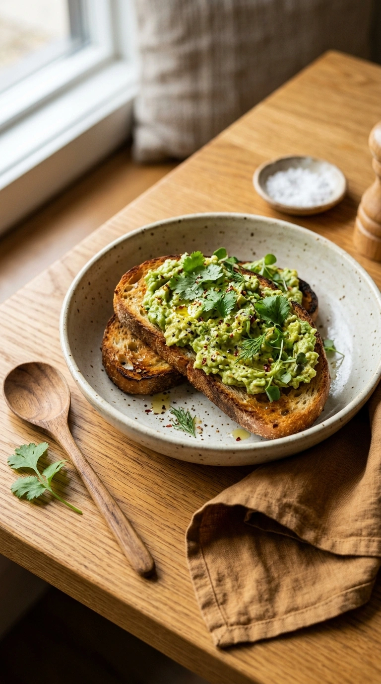 cozy summer avocado toast breakfast ready to serve