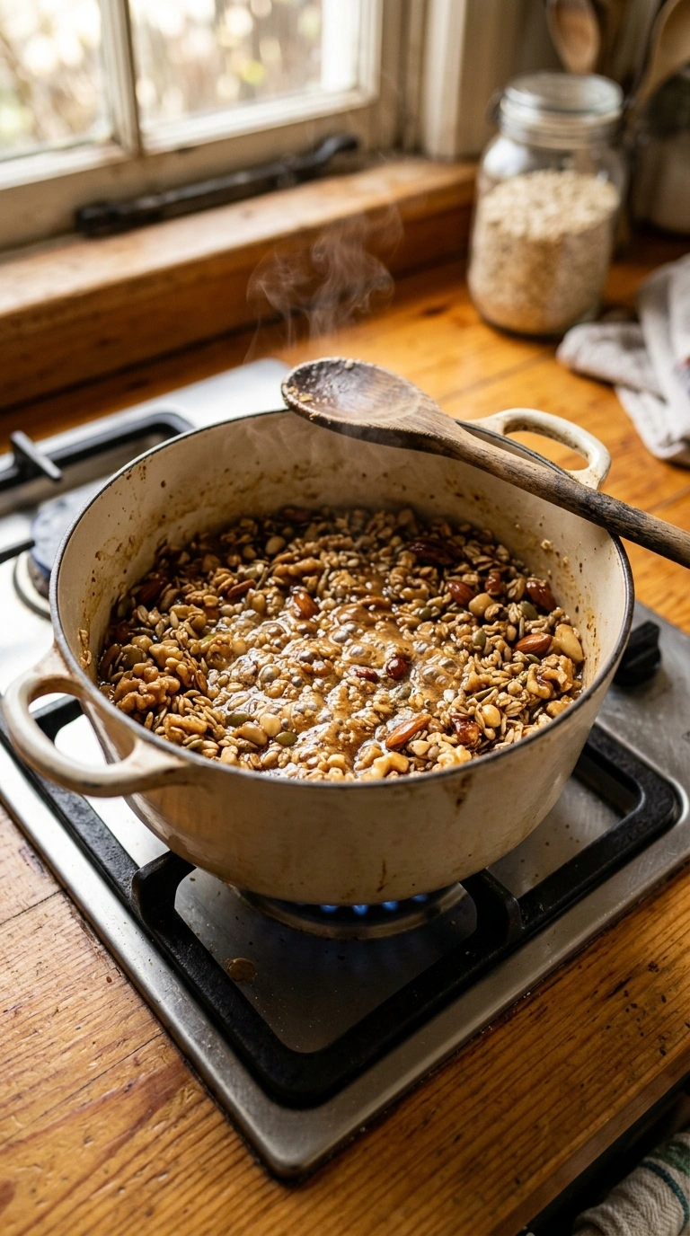 Cooking instructions for cozy summer granola bars breakfast