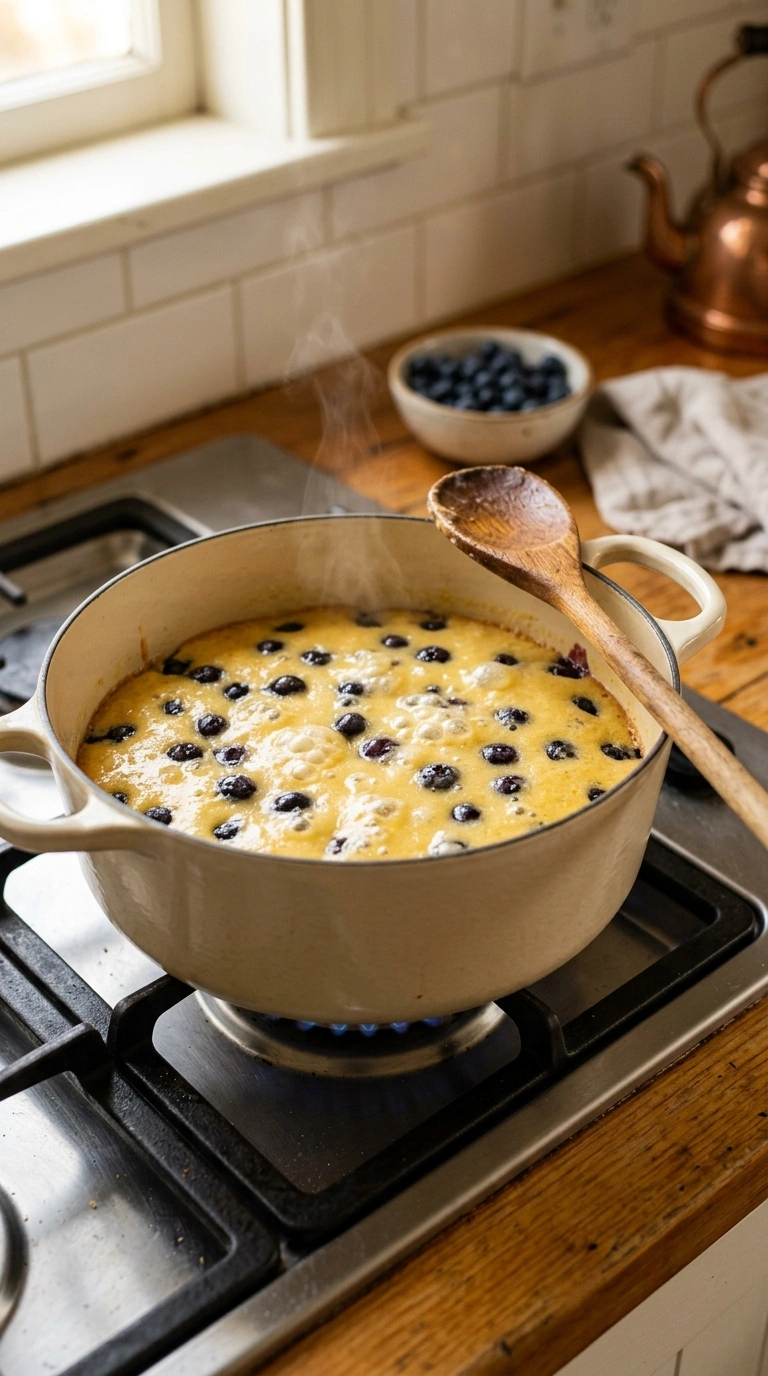 Cooking instructions for cozy summer lemon blueberry cake
