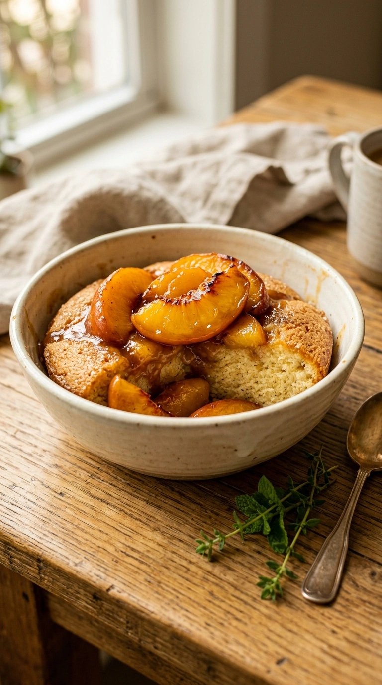 Cozy Summer Peach Upside Down Cake - A Heartwarming Seasonal Summer Dessert