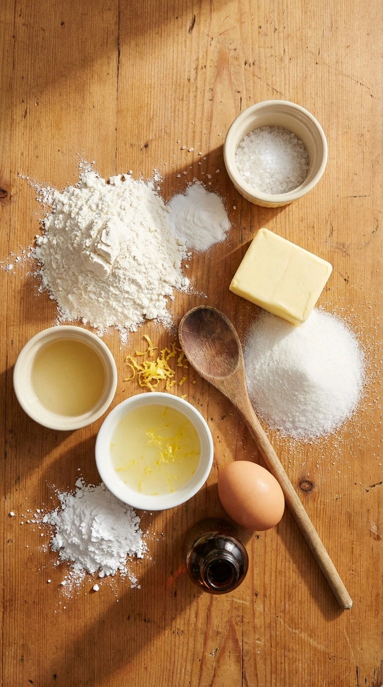Ingredients for cozy summer lemon sugar cookies