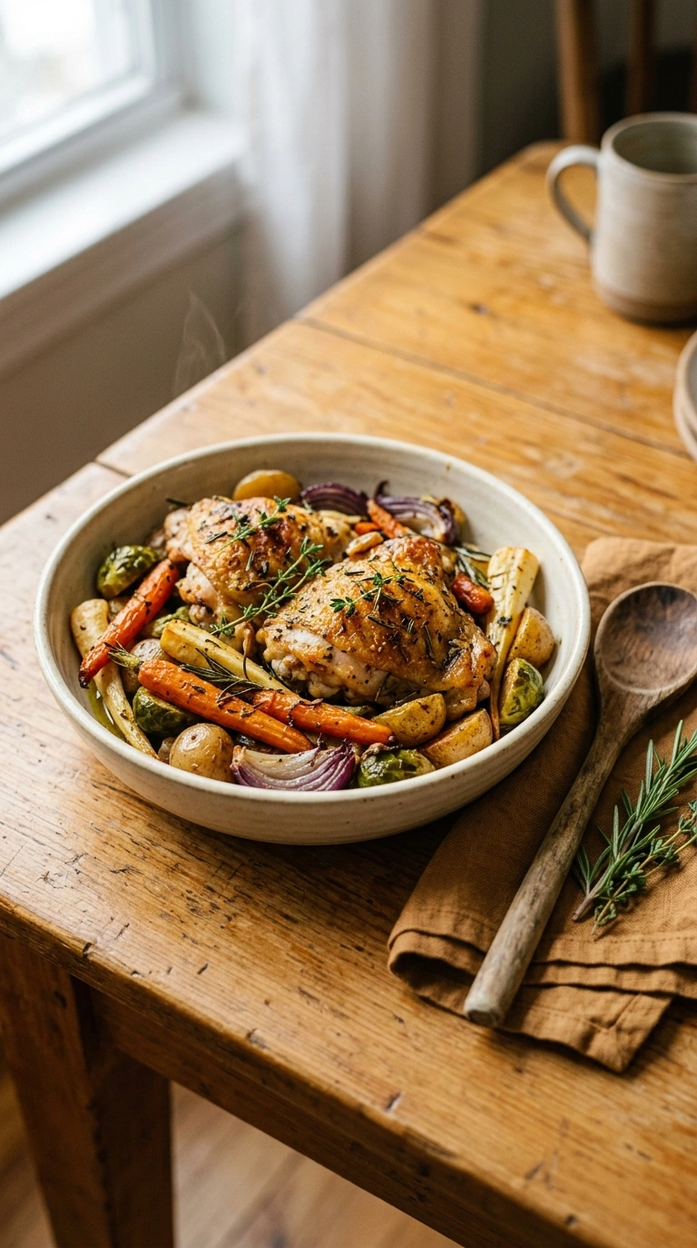 cozy baked chicken dinner ready to serve