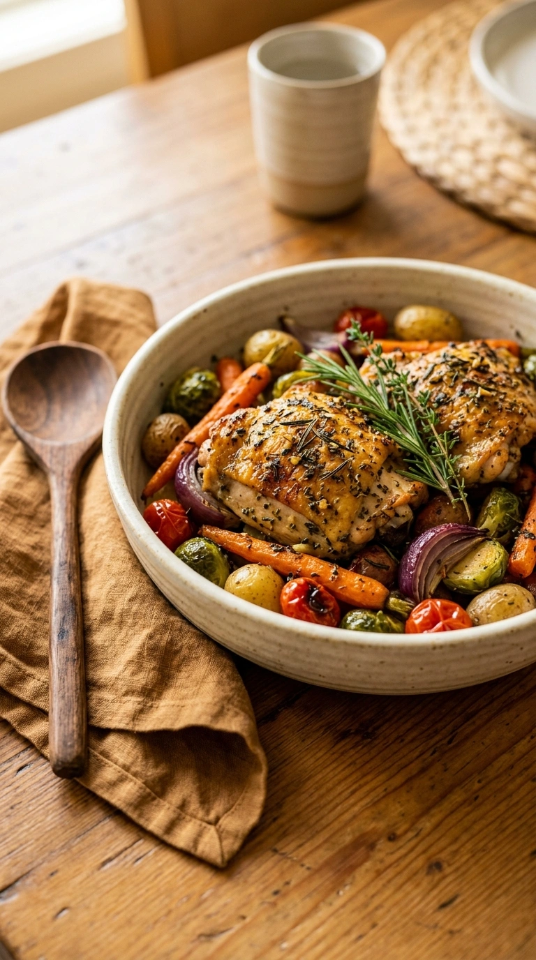 cozy herb baked chicken ready to serve