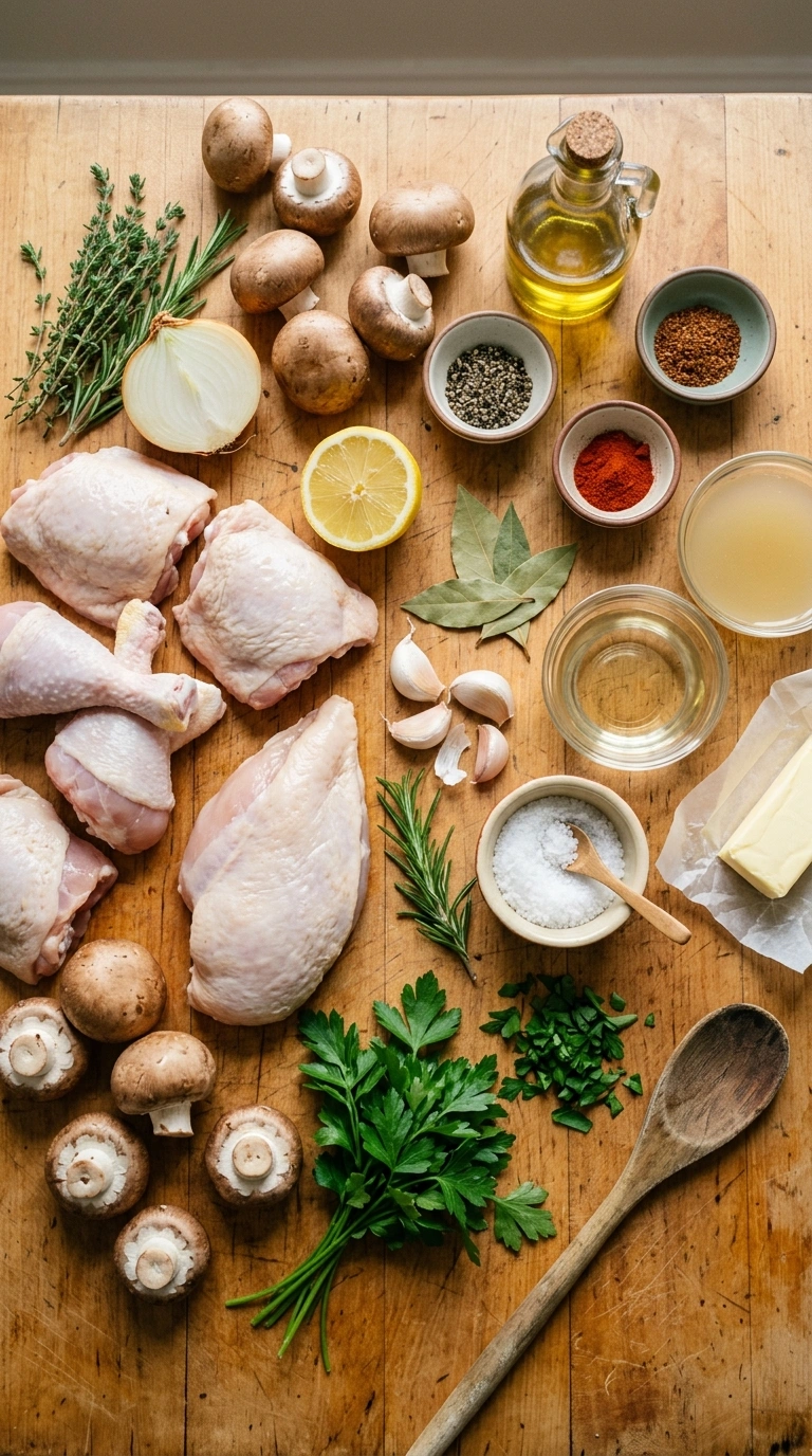 Ingredients for cozy garlic baked chicken