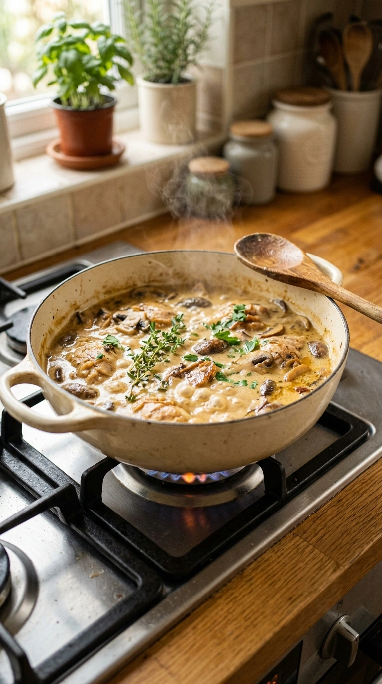 Cooking instructions for cozy creamy mushroom chicken