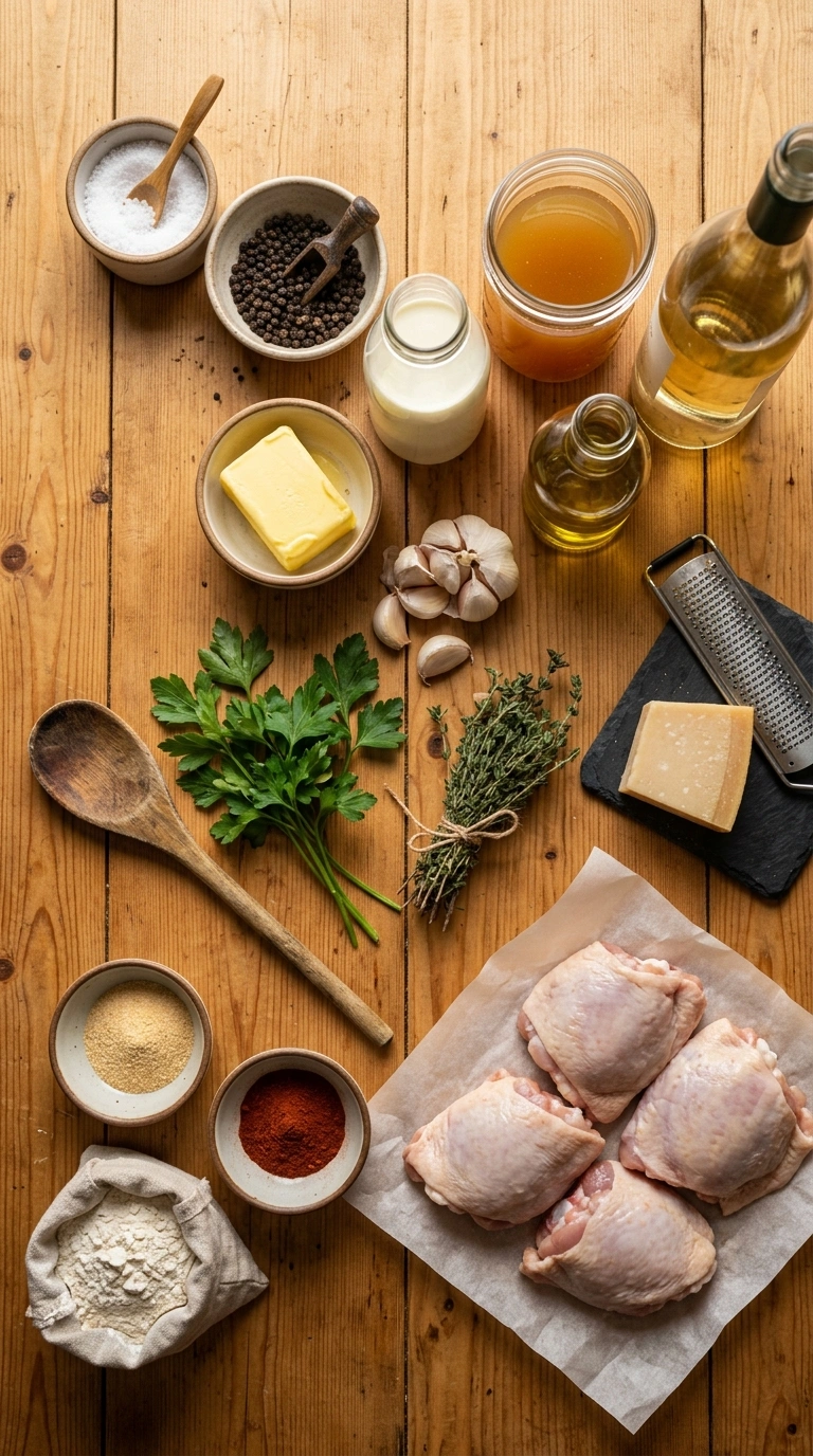 Ingredients for cozy creamy garlic chicken