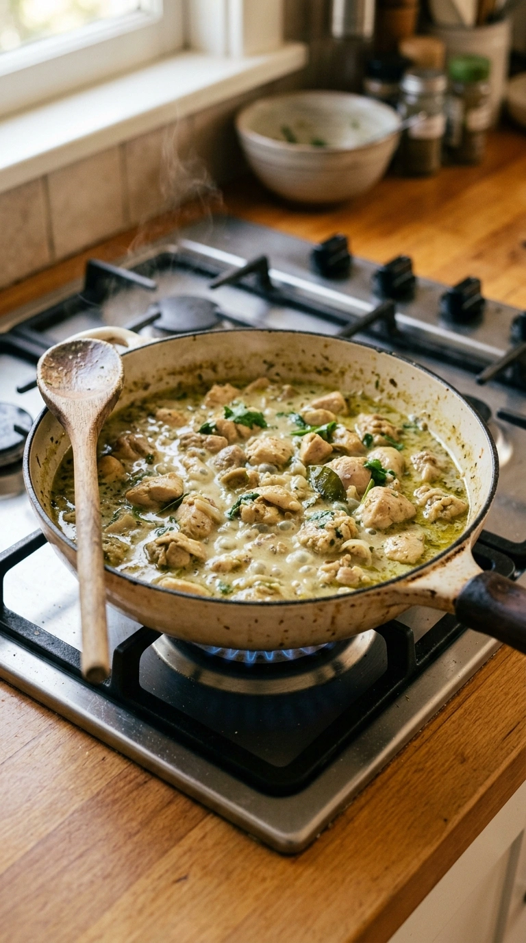 Cooking instructions for cozy chicken spinach skillet