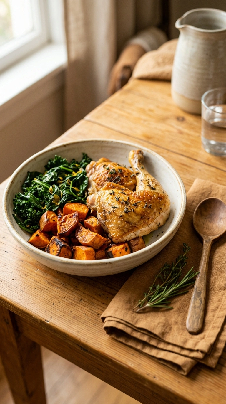cozy chicken sweet potato skillet ready to serve