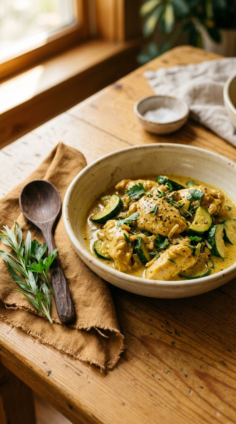 cozy chicken zucchini skillet ready to serve