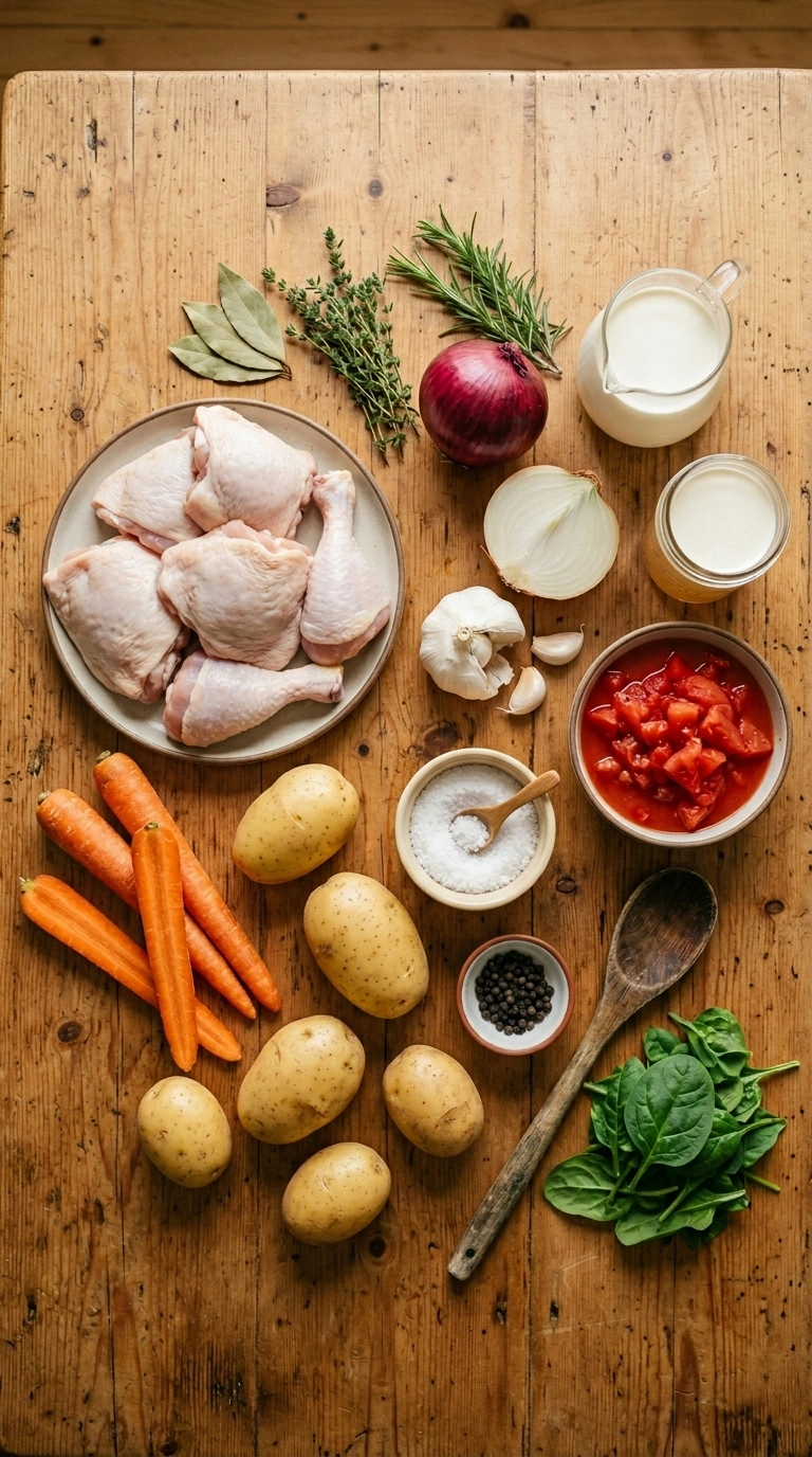 Ingredients for cozy one pot chicken dinner
