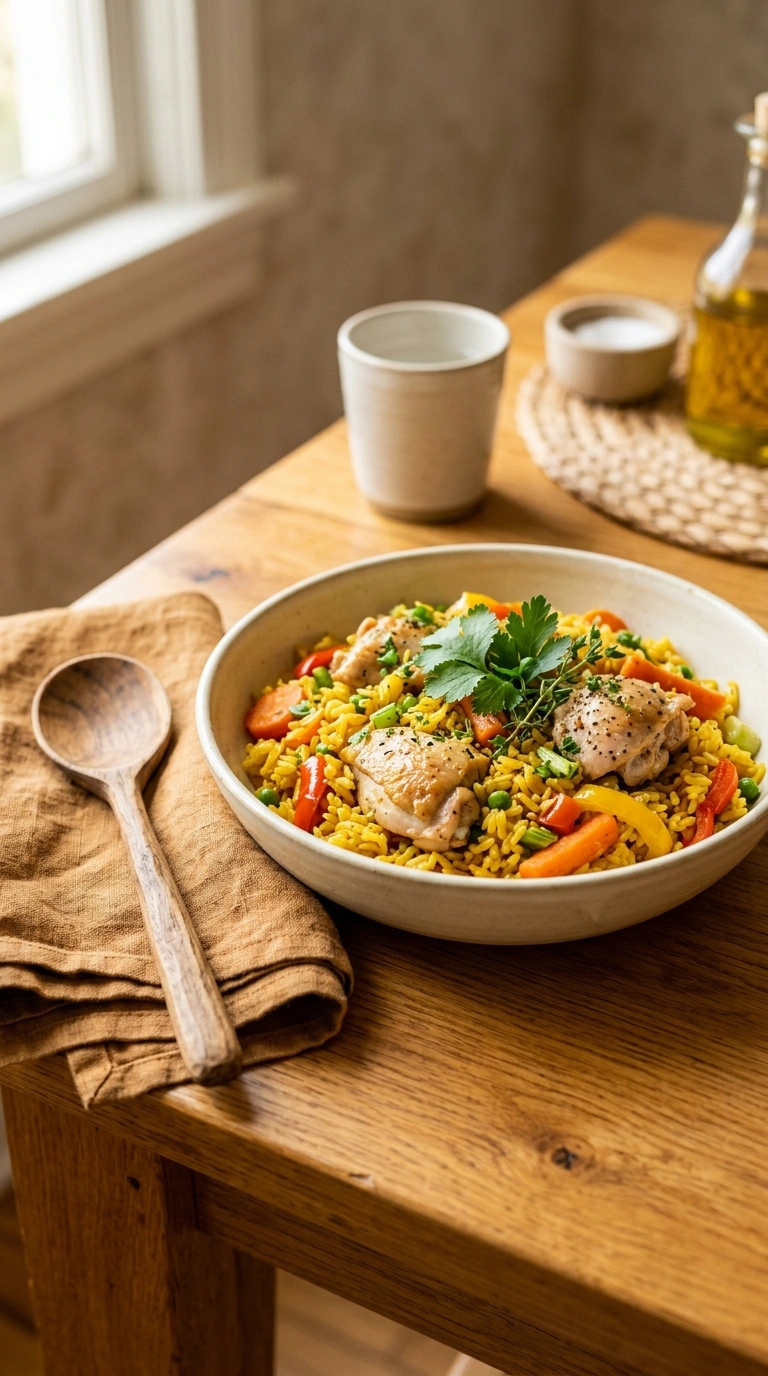 cozy one pot chicken rice ready to serve