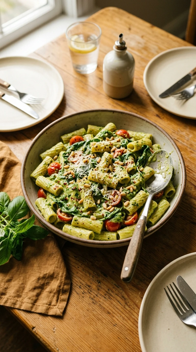 cozy creamy avocado pasta summer ready to serve