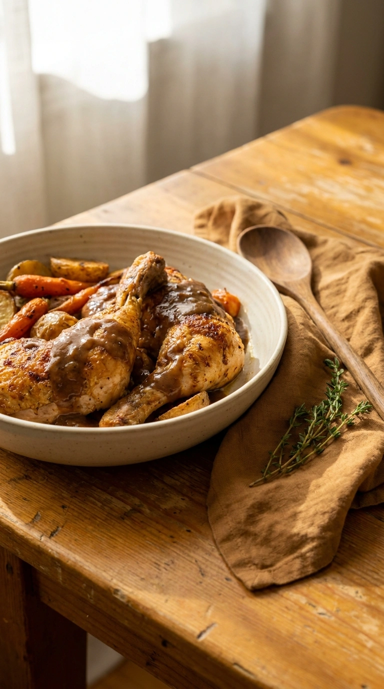 cozy slow cooker chicken thighs ready to serve