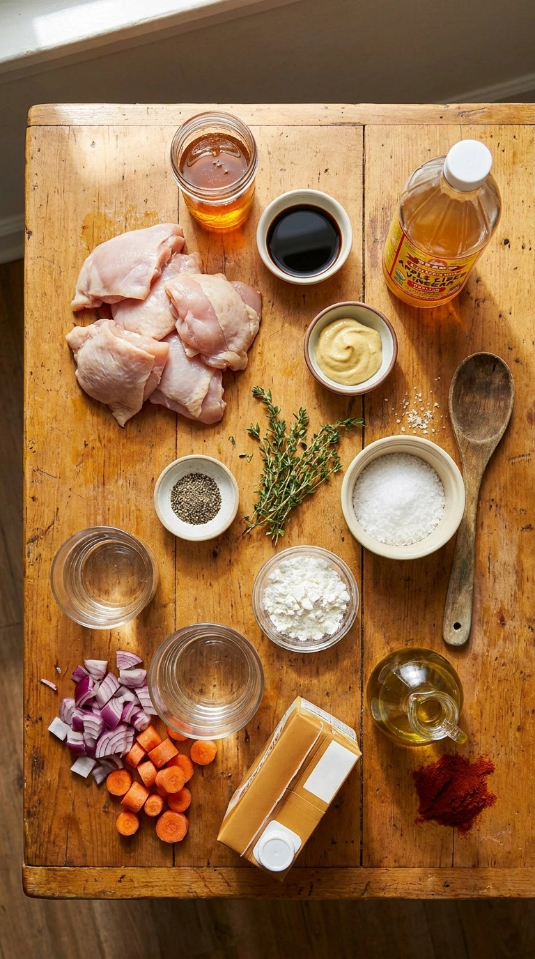 Ingredients for cozy slow cooker honey garlic chicken