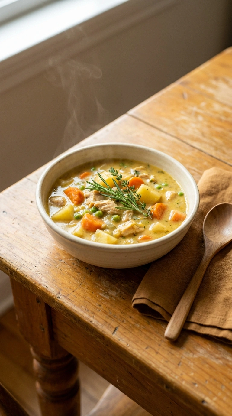 cozy slow cooker chicken stew ready to serve