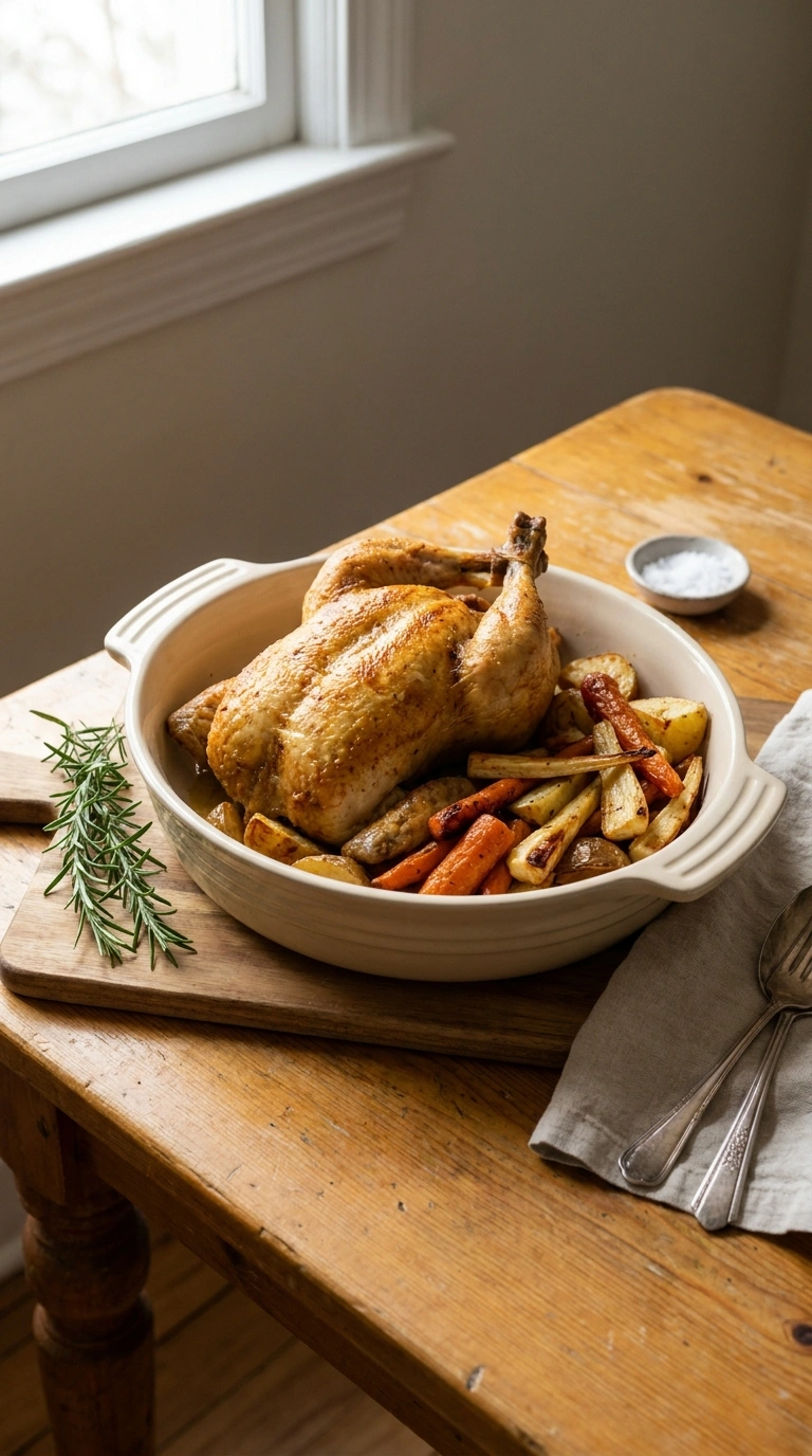 Cozy Whole Roast Chicken for a Heartwarming Sunday Dinner