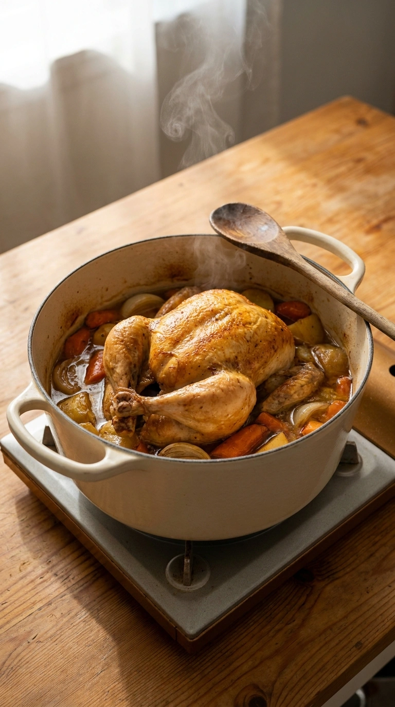 Cooking instructions for cozy roast chicken vegetables