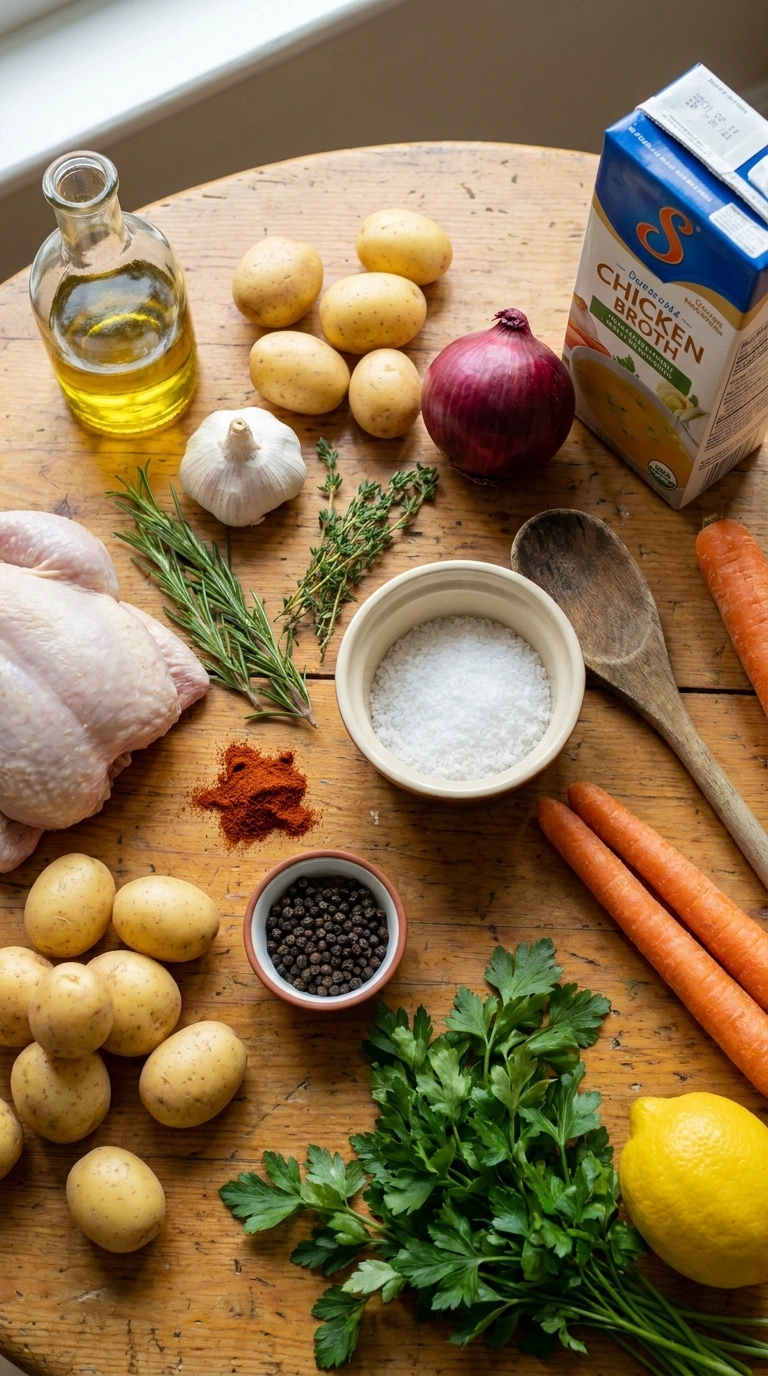 Ingredients for cozy roast chicken potatoes