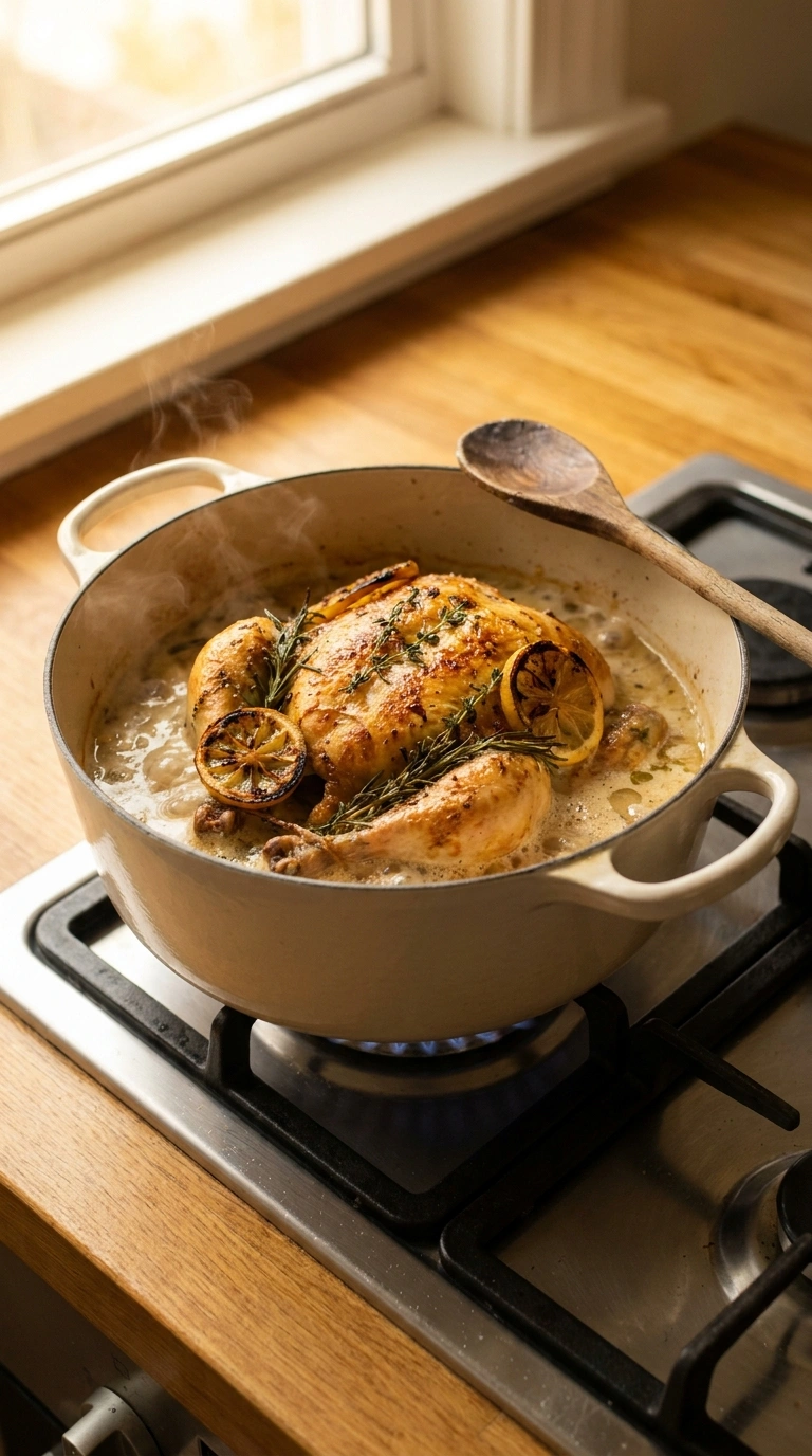 Cooking instructions for cozy lemon roast chicken