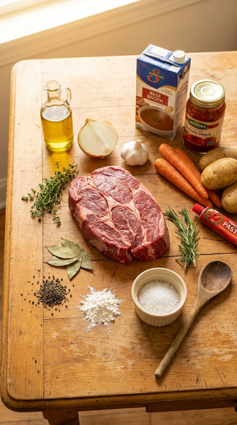 Ingredients for cozy weeknight beef dinner
