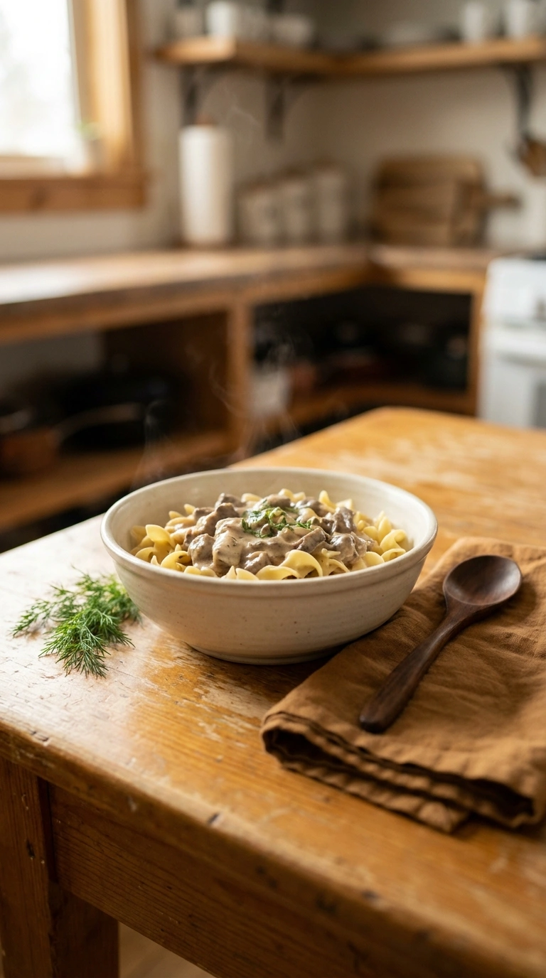 cozy beef stroganoff weeknight ready to serve