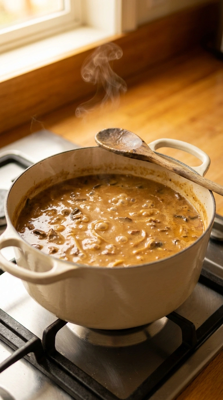 Cooking instructions for cozy beef noodle dinner