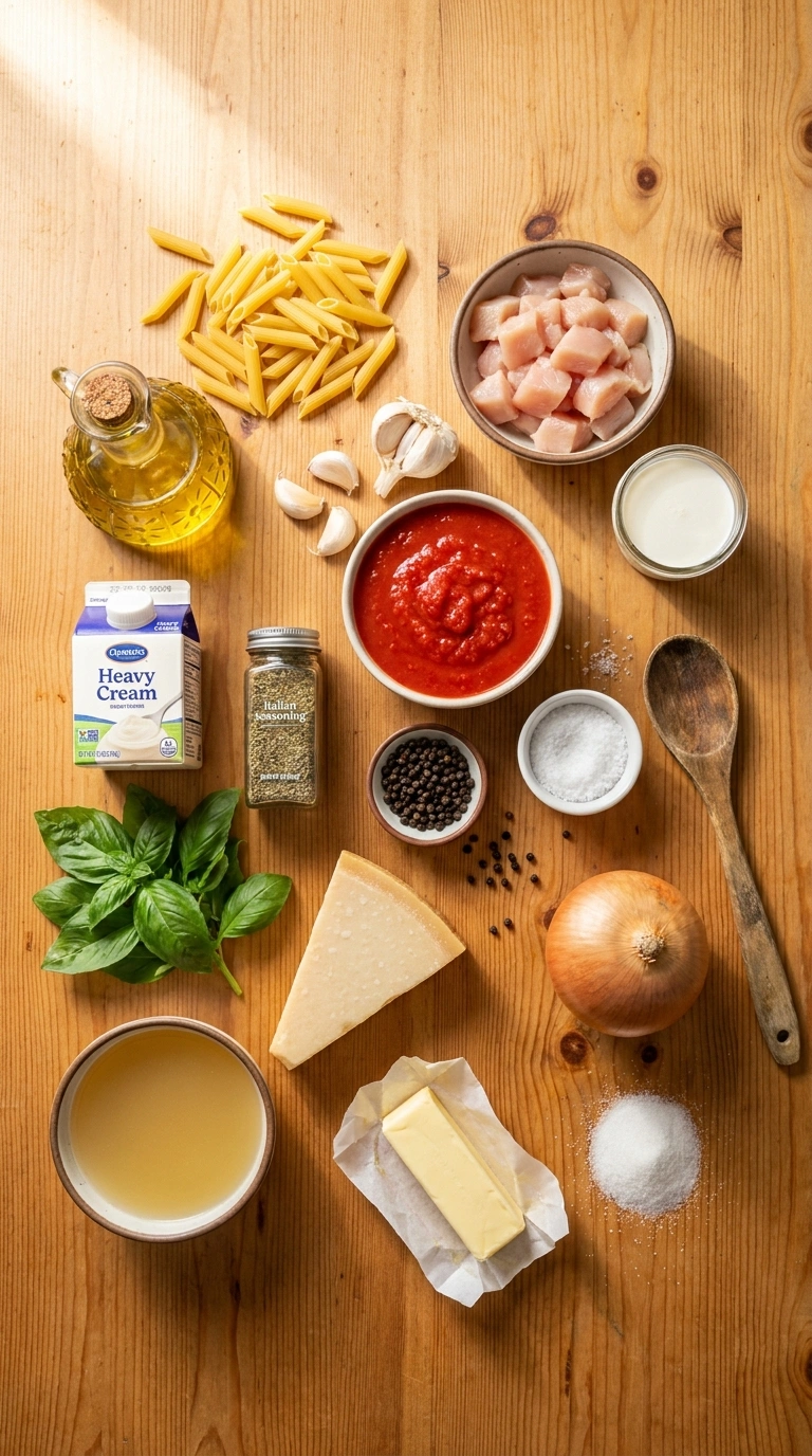 Ingredients for cozy weeknight pasta dinner