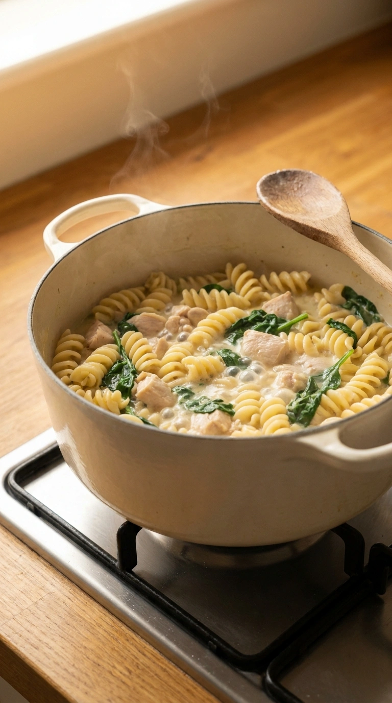 Cooking instructions for cozy creamy weeknight pasta