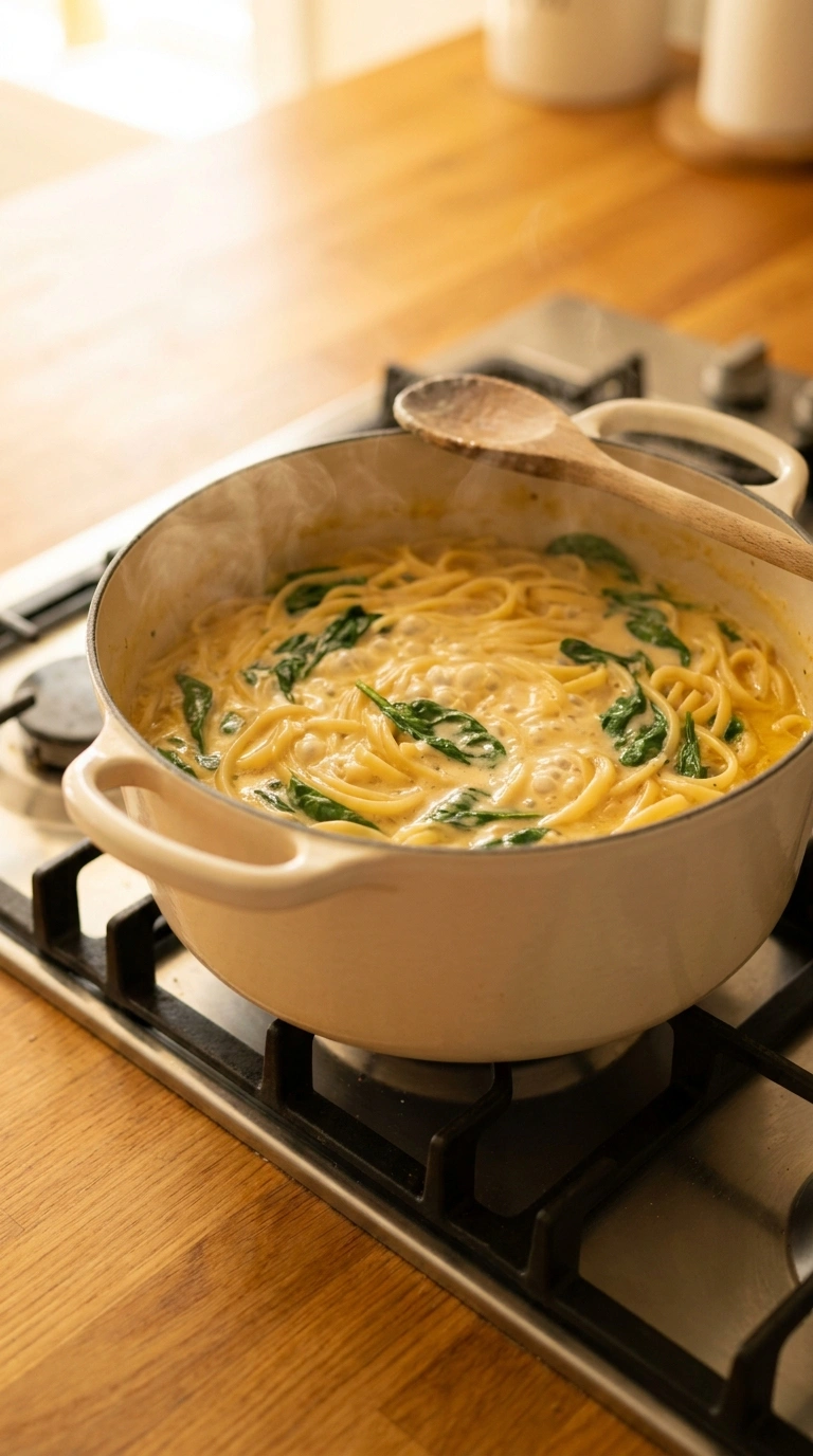Cooking instructions for cozy parmesan pasta weeknight