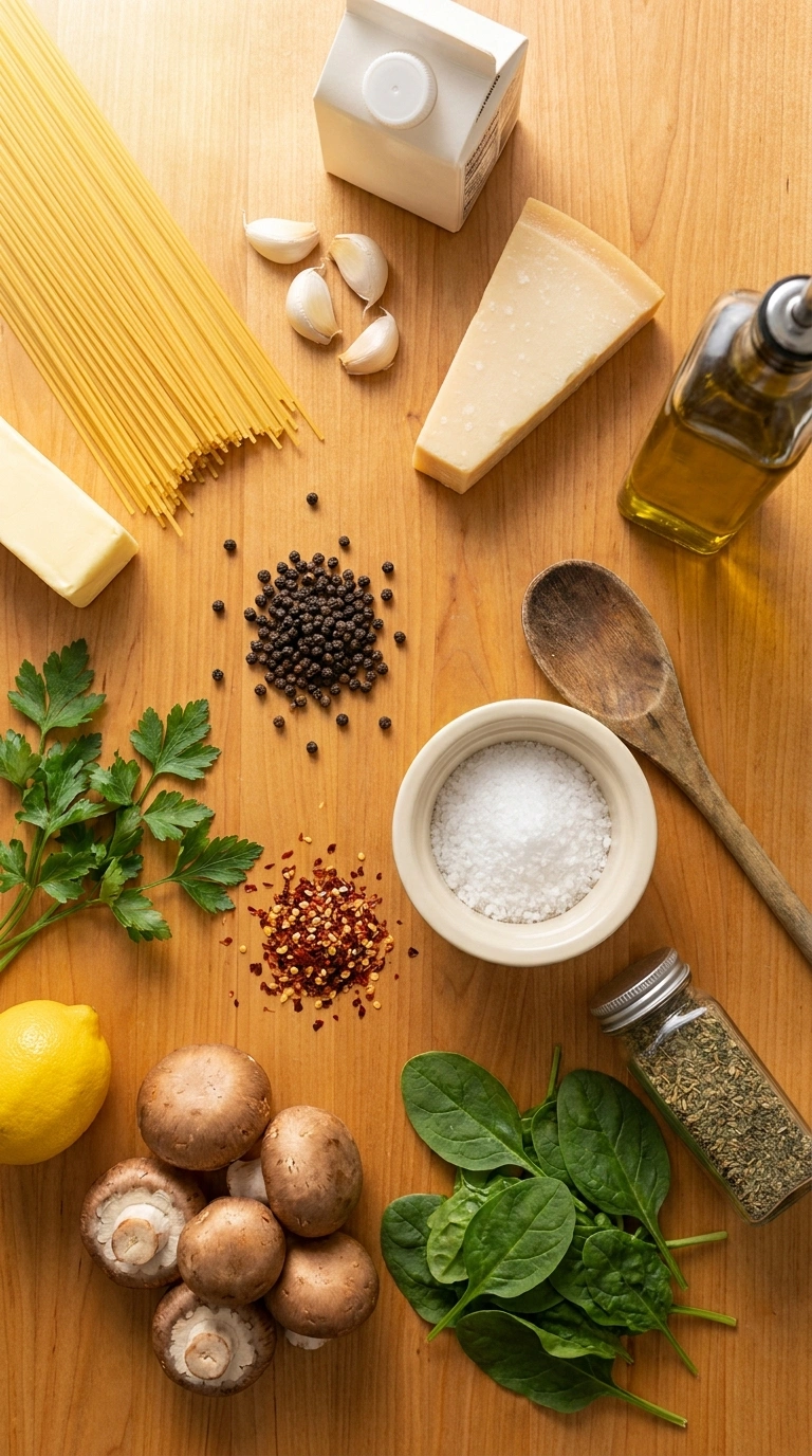 Ingredients for cozy parmesan pasta weeknight