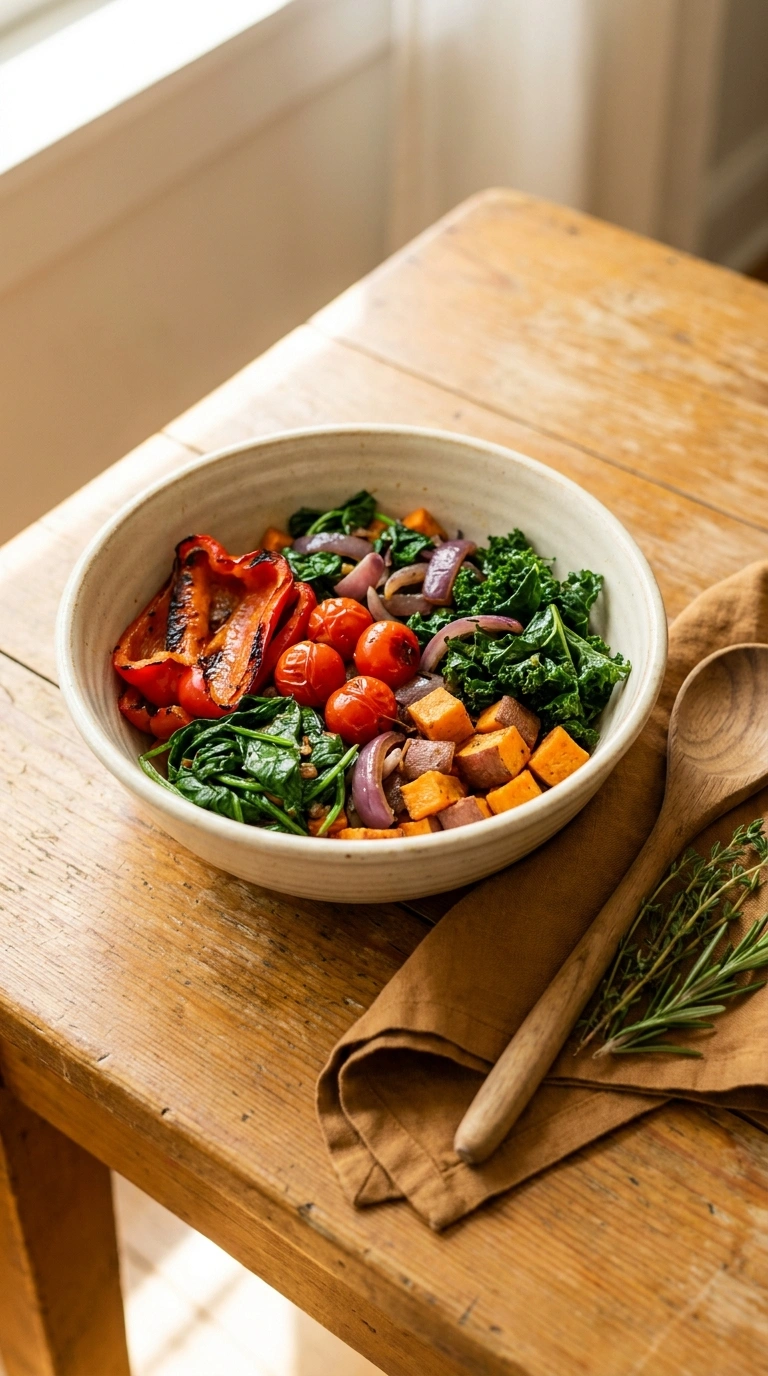 cozy veggie skillet dinner ready to serve