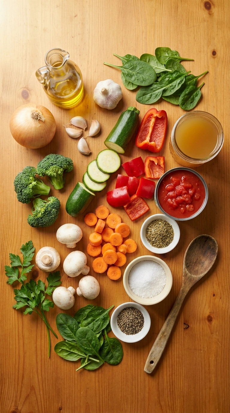 Ingredients for cozy veggie skillet dinner