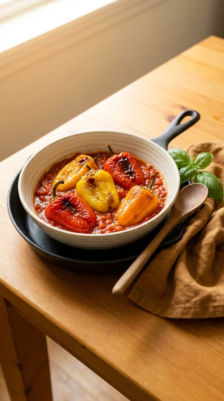 cozy stuffed pepper skillet ready to serve