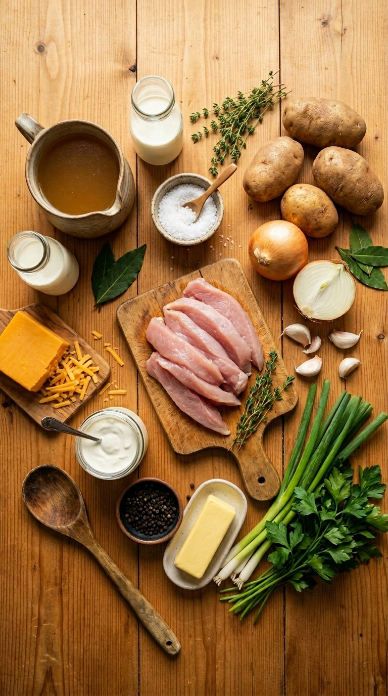 Ingredients for cozy potato soup weeknight