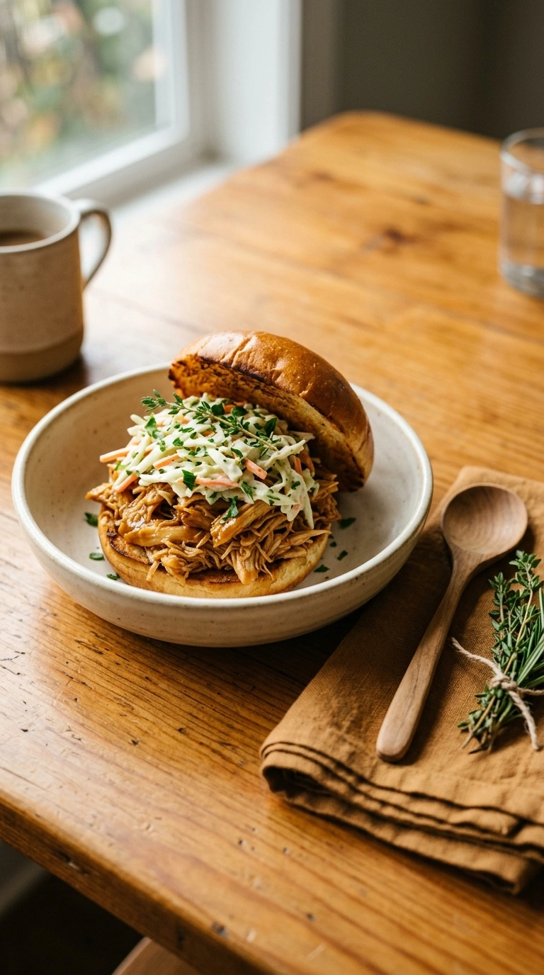 cozy labor day pulled chicken dinner ready to serve