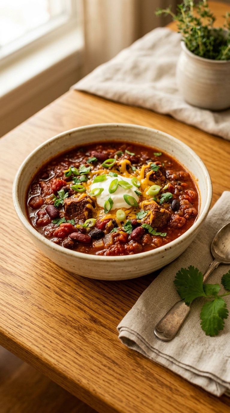 Warm First-Cool-Night Beef Chili for a Comforting Early-Fall Dinner