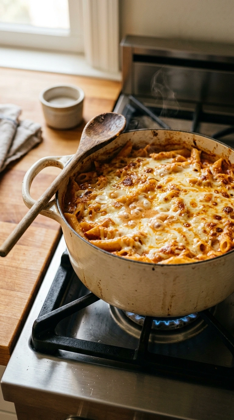 Cooking instructions for cozy soccer night pasta bake