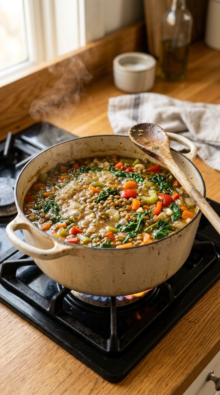 Cooking instructions for cozy meatless weeknight dinner