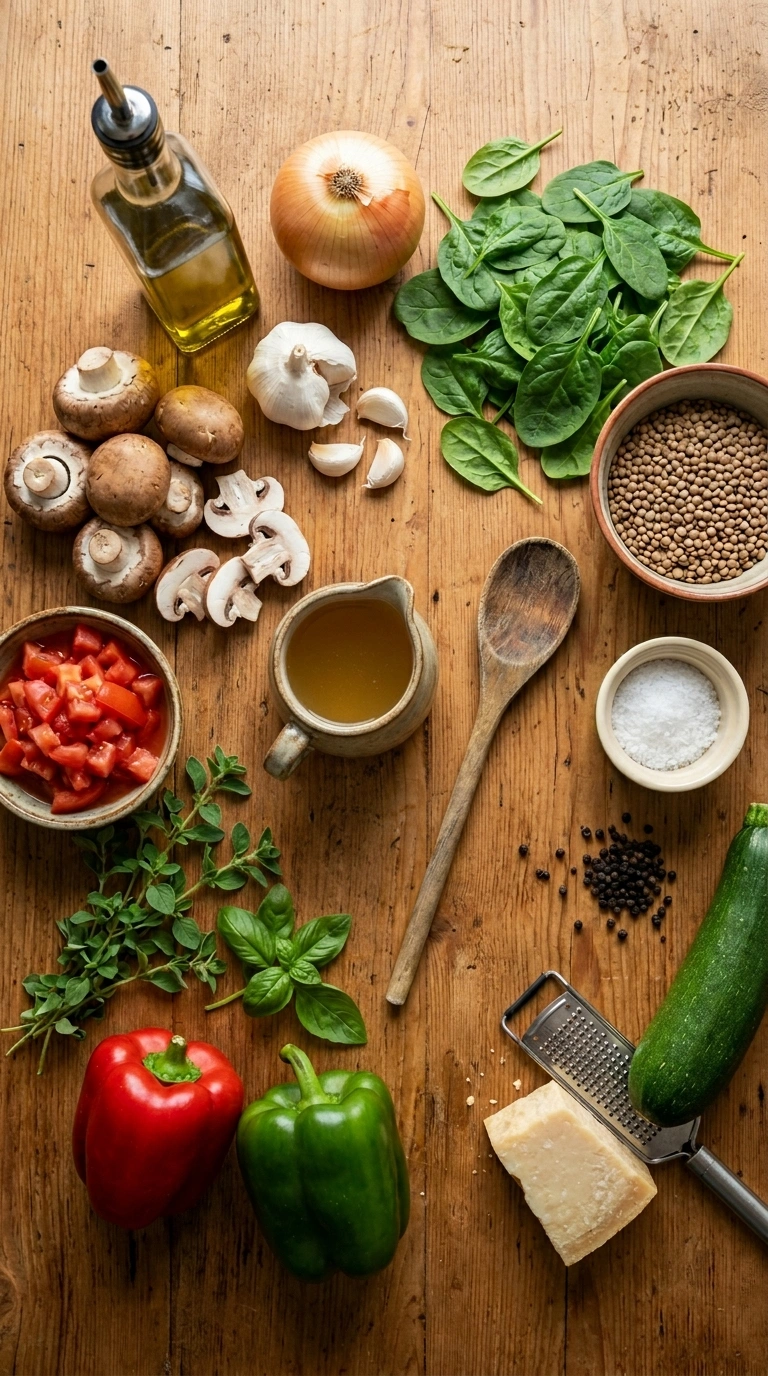 Ingredients for cozy meatless weeknight dinner
