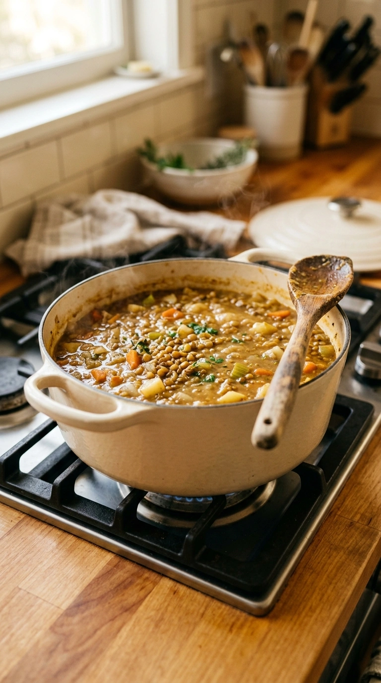 Cooking instructions for cozy lentil weeknight