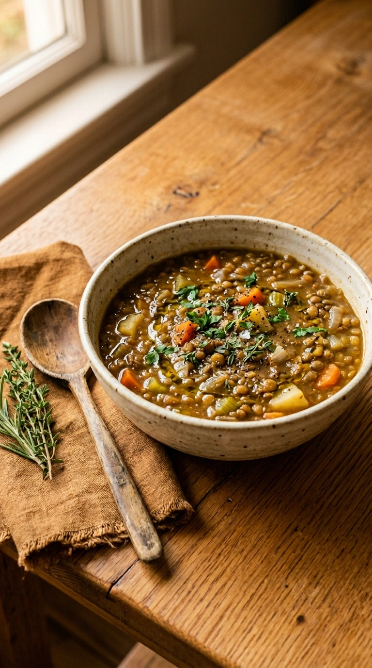 cozy lentil weeknight ready to serve